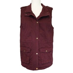 Market & Spruce Stitch Fix Jahana Burgundy Faux Shearling Lined Cargo Vest